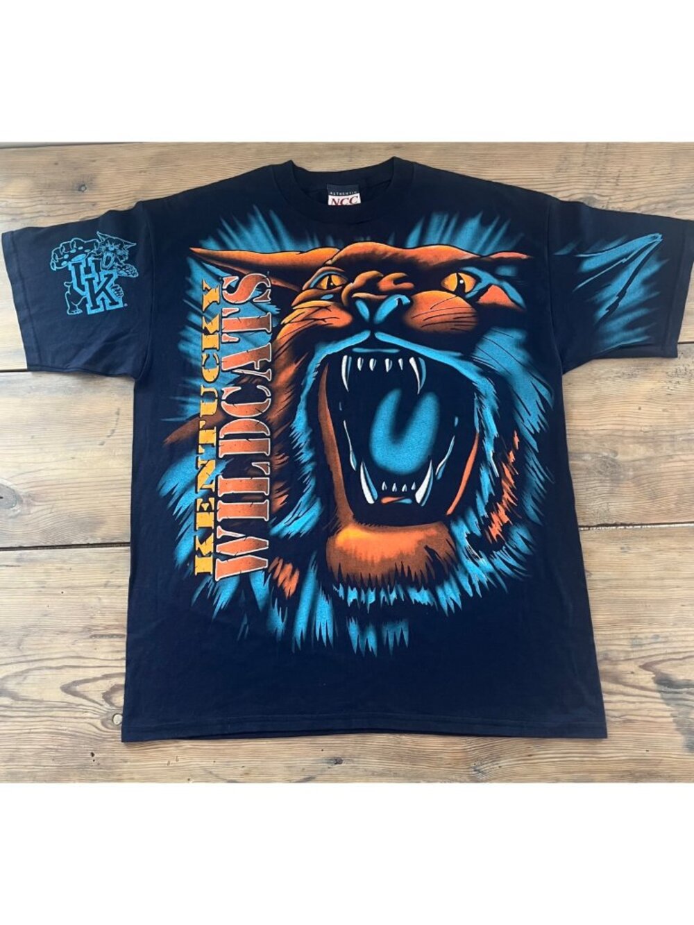 Vtg 90s Kentucky Wildcats Tultex T-Shirt Mens XL Navy UK Jumbo Wildcat Graphic